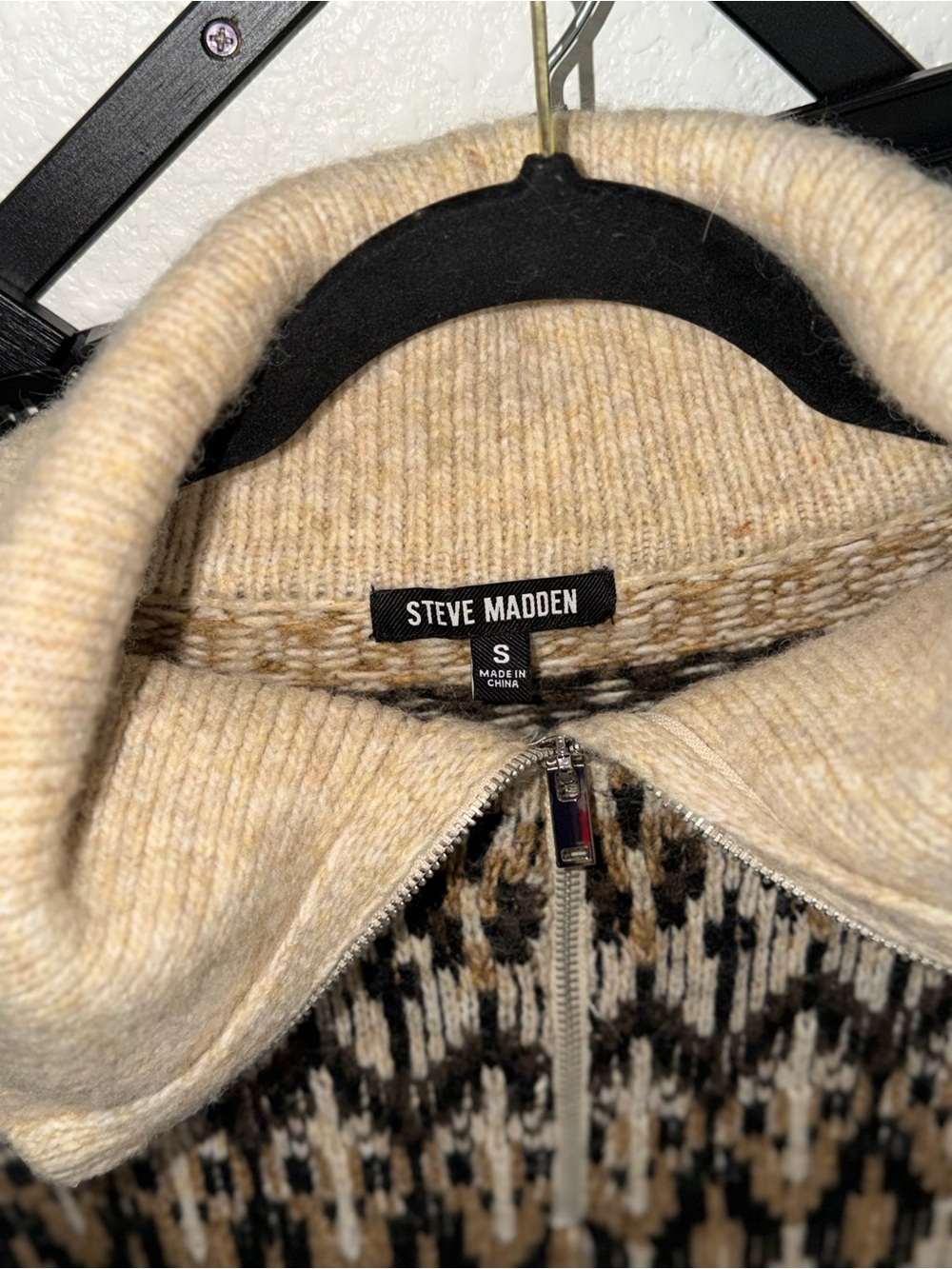 Steve Madden Fair Isle Sweater Dress Women’s Small Quarter Zip Nordic Knit - Picture 3 of 4